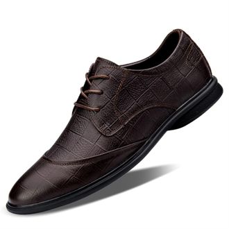 Generic Dress Oxford for Men Lace Up Round Cap Toe Derby Shoes Leather Slip Resistant Anti-Slip Non Slip Rubber Sole Wedding(Brown,7.5 UK)