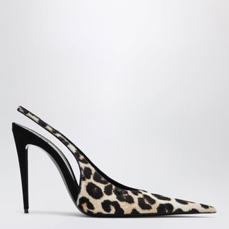 Saint Laurent D&eacute;collet&eacute; Guermantes leopardate in pelle