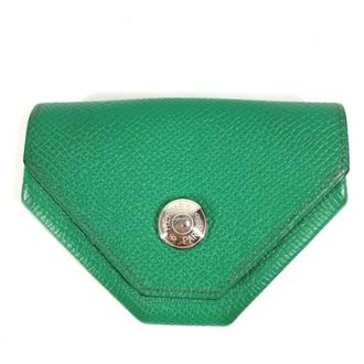 Herm&egrave;s Green Navy Leather Coin Purse/Coin Case (Pre-Owned)
