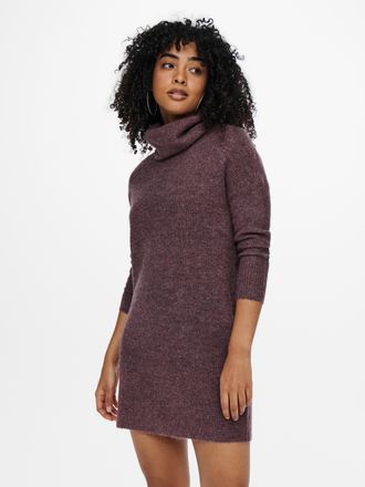 Only Strickkleid ONLY ONLJANA L/S COWLNCK DRESS, Damen, Gr. XS, N-Gr, lila (colorot rose braun melange), Rippstrick, Obermaterial: 62% Polyacryl, 15% Nylon