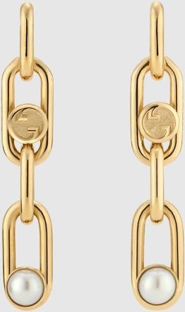 Gucci Earrings With Mobile Pearls, Gold-toned metal, Gold-toned metal