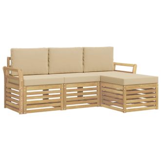 vidaXL Conjunto De Sof&aacute;s De Exterior 4 Uds. Y Beige Poli&eacute;ster Vidaxl
