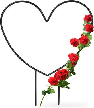 Relaxdays Relaxdays - 10 Soportes Para Plantas Forma De Coraz&oacute;n, Met&aacute;lico, Plantas De Interior Y Macetas, 32 X 25 X 0,5 Cm Aprox., Negro