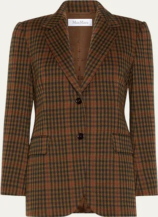 Max Mara Check Wool-Blend Single-Breasted Jacket