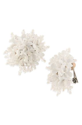 Oscar De La Renta Firework Clip-On Earrings in White at Nordstrom