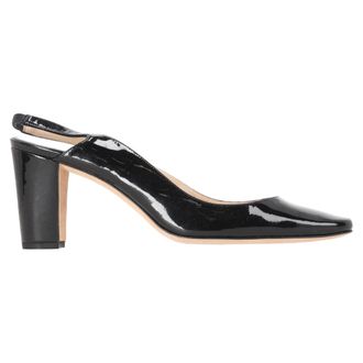 Manolo Blahnik Pre-owned Womens Almond-Toe Slingback Pumps in Black Patent Leather - Size EU 39