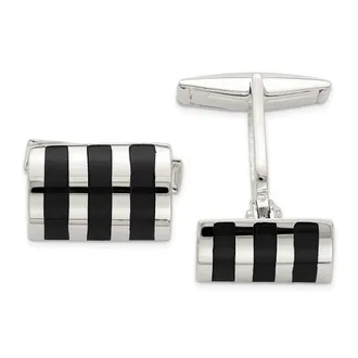 Diamond2Deal Sterling Silver Onyx Cufflinks