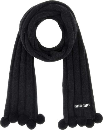 Miu Miu Charcoal Wool Blend Scarf