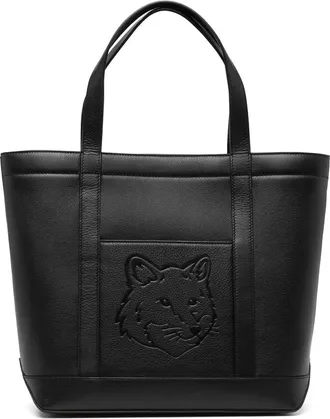 Maison Kitsun&eacute; Fox Head Leather Medium Tote