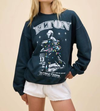Daydreamer Elton John Olympia Stadium Bf Sweatshirt In Vintage Black