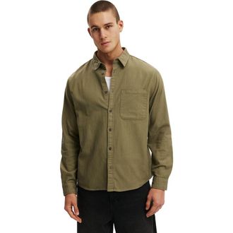 Cotton On Mens Lewis Long Sleeve Shirt in Washed Khaki at Nordstrom, Size Xx-Large