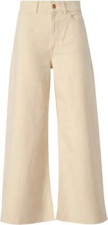 3x1 Hoge taille wijde pijp jeans Hellen - Dames - Wijde Broeken - Beige - W27 - Katoen - Broeken