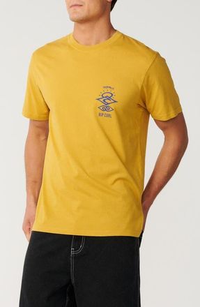 Rip Curl Search Icon Organic Cotton Graphic T-Shirt in Mustard Gold at Nordstrom, Size Xx-Large