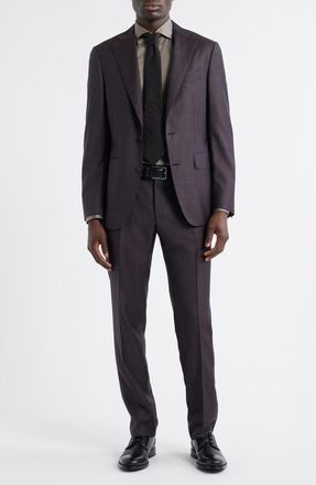 Canali Capri Trim Fit Dark Brown Mélange Super 130s Wool Suit at Nordstrom, Size 44 Us