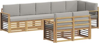 vidaXL Conjunto De Sof&aacute;s De Exterior 8 Uds. Blanco Y Gris Claro Vidaxl