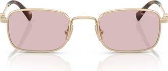 Miu Miu 49mm Rectangular Sunglasses in Pale Gold /Pink at Nordstrom