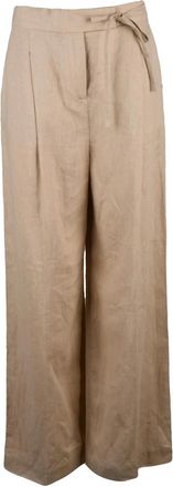 Eleventy High Waist Linen Trousers - Beige