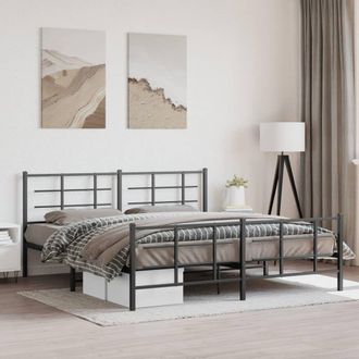 Berkfield Home Metal Bed Frame without Mattress with Footboard Black 183x213cm | Size: 183x213 cm