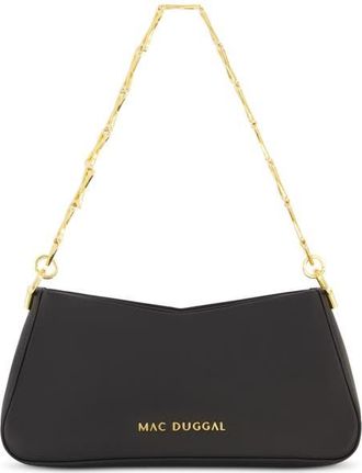 Mac Duggal Nappa Leather Gold Strap Shoulder Bag in Black at Nordstrom