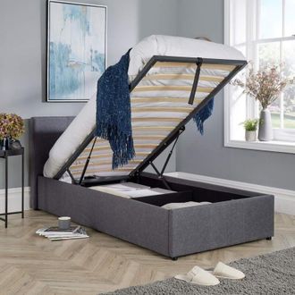 Home Source Industries Ottoman End Lift Storage Bed Single Hopsack Fabric Bed Frame Gas Lift Furniture