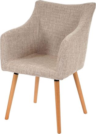 Hhg Silla De Comedor Malm&ouml; T382, Silla Silla De Cocina, Dise&ntilde;o Retro A&ntilde;os 50, Textil, Crema/gris