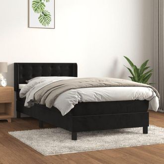 vidaXL Cama Box Spring Con Colch&oacute;n Terciopelo Negro 80x200 Cm Vidaxl
