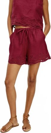 Rails Jenner Embroidered Short In Berry Hibiscus Embroidery