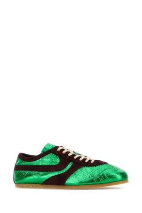 Dries Van Noten Metallic Leather Sneaker - Green