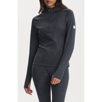 Varley Always Warm Half Zip Base Layer Top in Black Marl at Nordstrom, Size X-Small