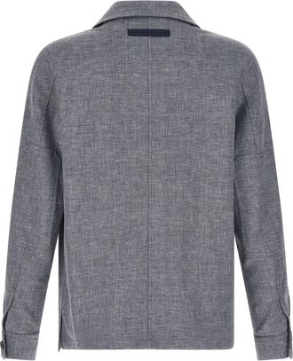Ermenegildo Zegna Mens Blue Linen Blouse