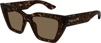 Alexander McQueen Stijlvolle zonnebril Am 0507S in zwart - Dames - Zonnebrillen - Bruin - 52 MM - Accessoires
