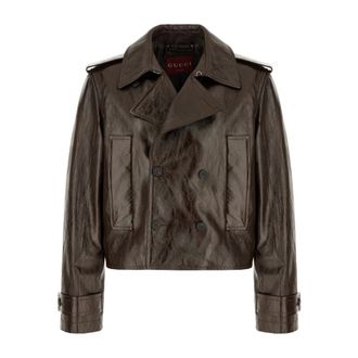 Gucci Leather Jacket - male - Gucci - Leather Jackets - Brown - L - Jackets