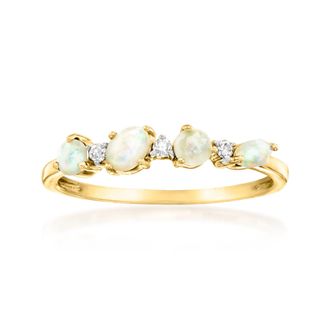 RS Pure by Ross-Simons Opal and Diamond Ring in 14kt Yellow Gold