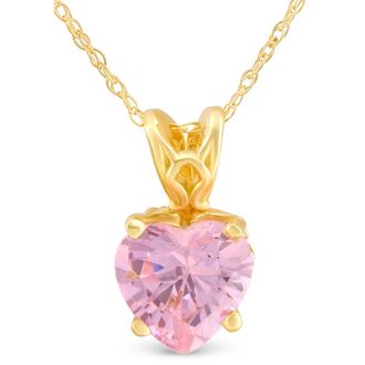 Pompeii3 7mm Womens Heart Pendant in Pink Topaz 14k White, Rose, or Yellow Gold Necklace
