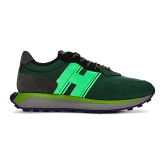 Hogan Sneakers Verdi in Camoscio con Inserti in Tessuto Tecnico - - Shoes - Uomo - Verde - 40 EU