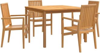 vidaXL Juego De Comedor Para Jard&iacute;n 5 Piezas Madera Maciza De Teca Vidaxl