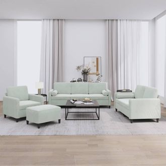 vidaXL Vidaxl - Juego De Sof&aacute;s Con Cojines 4 Piezas Terciopelo Gris Claro