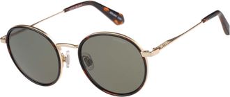 Superdry Sonnenbrille SUPERDRY Modell 995063, Herren, gold, havanna, gemustert, metallic, Sonnenbrillen Sonnenbrille, Form Rund, Logoschriftzug auf B&uuml;gel, Komb