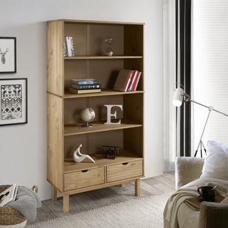 vidaXL Vidaxl - Estanter&iacute;a Con 2 Cajones Otta Madera Maciza De Pino Marr&oacute;n