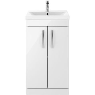 Nuie Nuie - Athena Floor Standing 2-Door Vanity Unit with Basin-1 500mm Wide - Gloss White