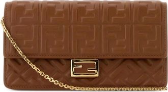 Fendi Tassen, Dames, Bruin, ONE Size, Leer, Wallet On Chain Baguette