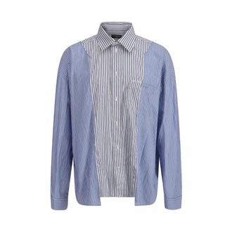 Balenciaga Asymmetrical Panel Cotton Shirt - male - Balenciaga - Casual Shirts - Multicolor - XS - Shirts