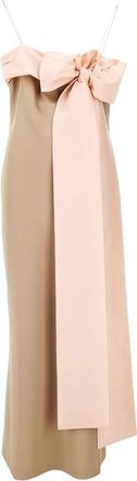 Bernadette bow-detail spaghetti-strap dress - Neutrals