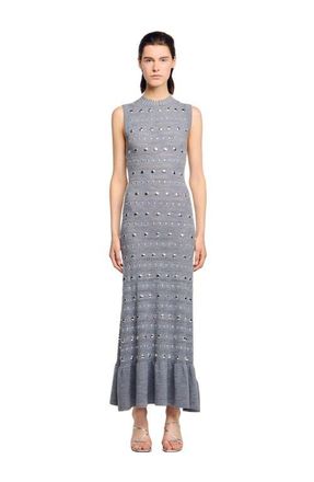 Sandro Knit maxi dress with studs in Grey at Nordstrom, Size 40 Eu