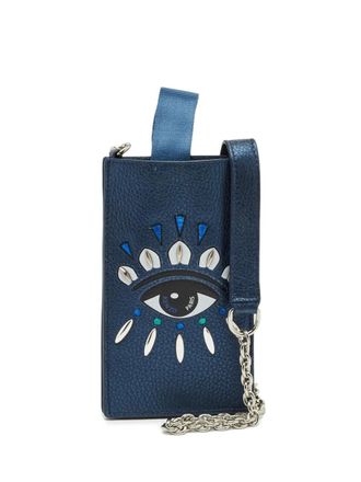 Kenzo leather eye-motif phone crossbody - Blue
