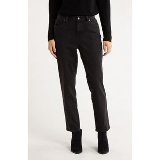 Eileen Fisher High Waist Slim Ankle Jeans in Black at Nordstrom, Size X-Small