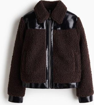 H&M Teddy Jacket in Dark Brown at Nordstrom, Size Xx-Large