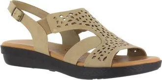 Easy Street Bolt Perforated Strappy Sandal in Stone at Nordstrom, Size 9.5