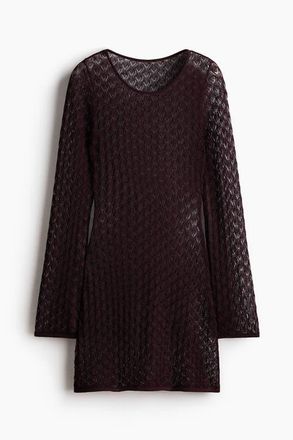 H&M Shimmering Pointelle-knit Top in Plum Red at Nordstrom, Size Xx-Large
