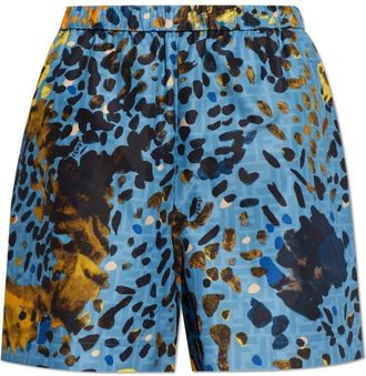 Fendi Printed Shorts - Dames - Korte Broeken - Blauw - M - Polyester - Korte Broeken